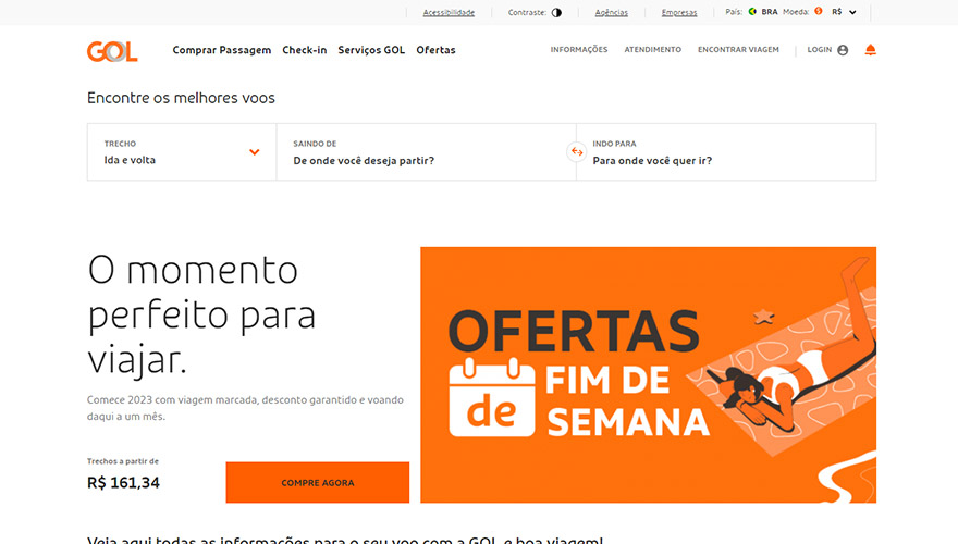 Tela Gol Linhas Aéreas