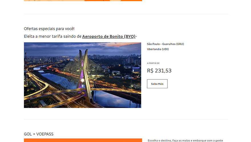 Tela Gol Linhas Aéreas