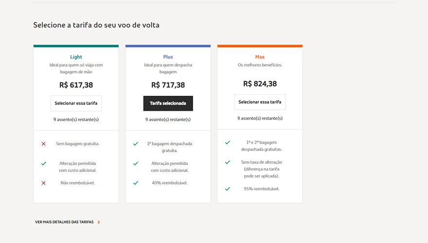 Tela Gol Linhas Aéreas