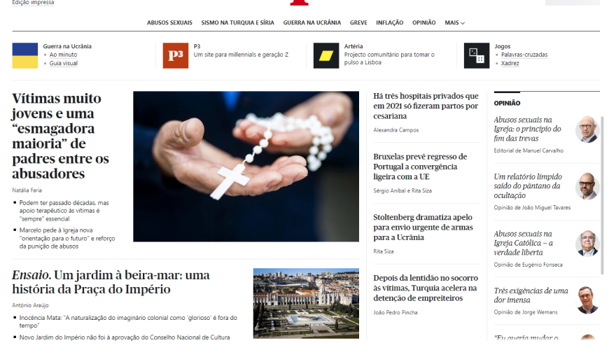 Tela do Jornal Público
